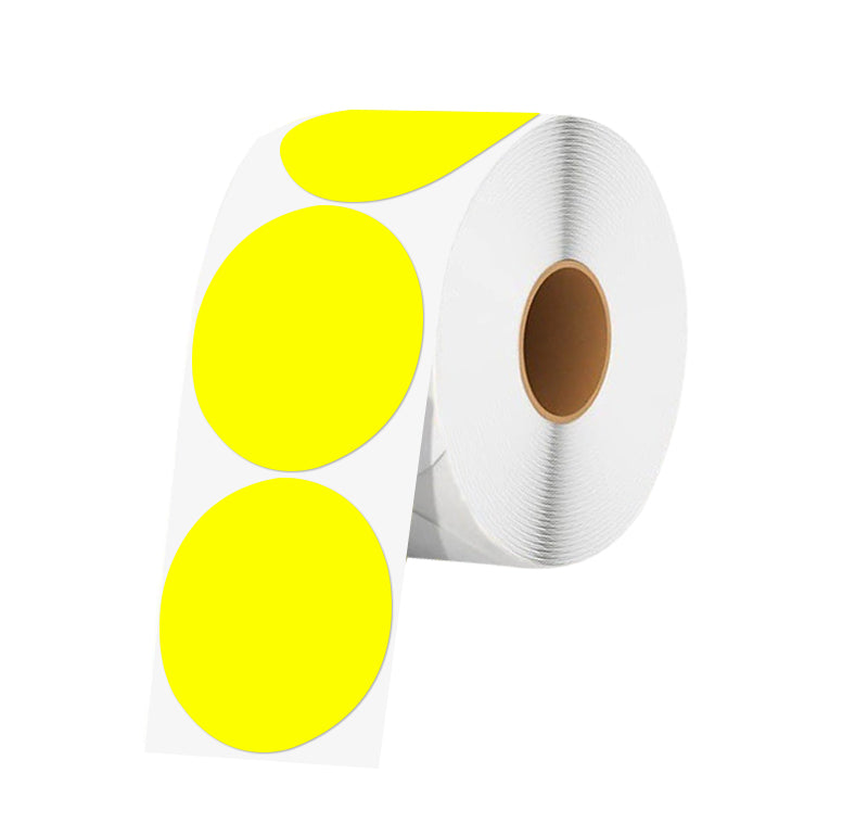 Yellow Round 50mm x 50mm Thermal Labels (1000 Labels)